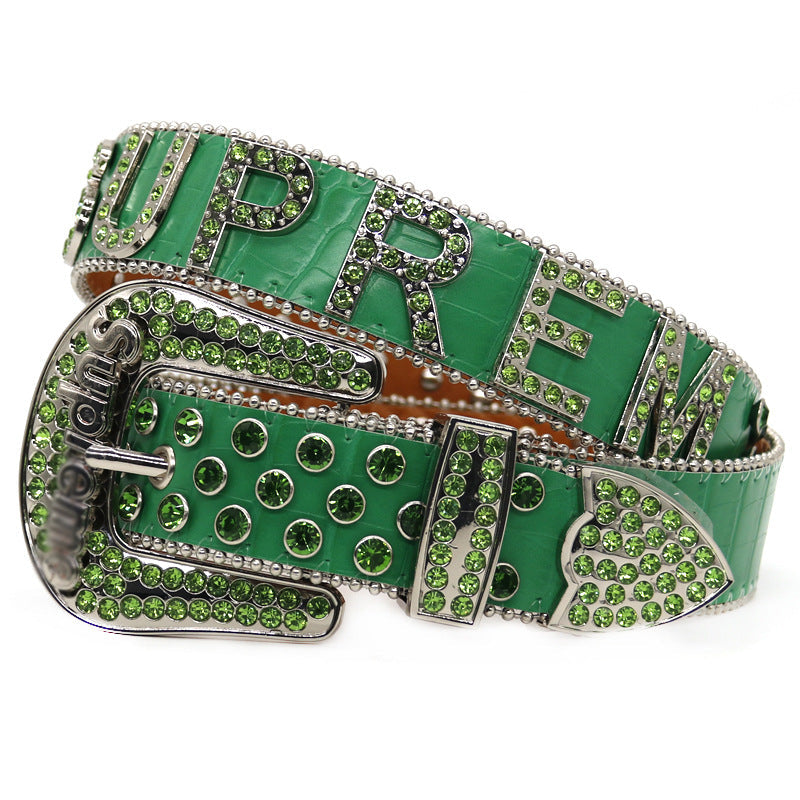 Hip-hop punk rhinestone belt lettersupreme belt