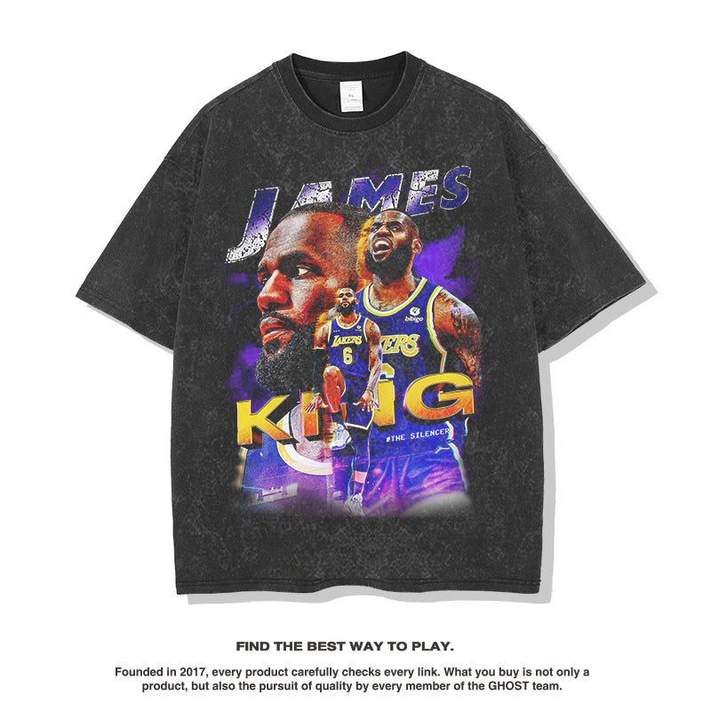Nba T Shirt James Print Fashion Brand Short Sleeve T-shirt Loose High-quality pure cotton comfortable and trendy clothing
