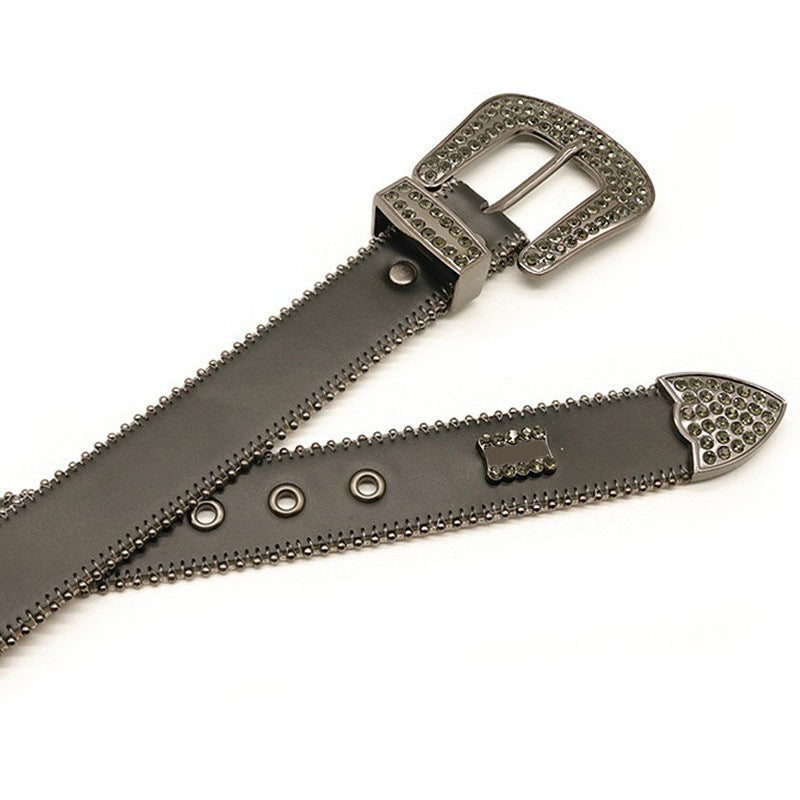 Hip-hop punk rhinestone belt dark style