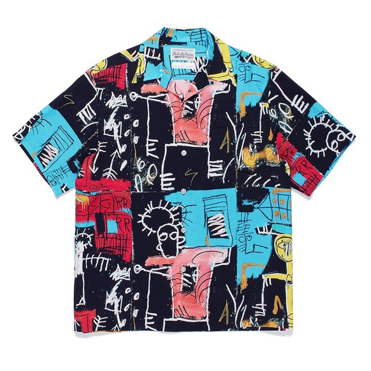 GUILTYPARTIES TIGER Shirts Basquiat graffiti Hawaiian loose short-sleeved shirt men