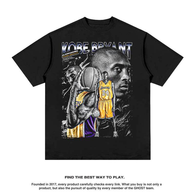 Nba T Shirt Summer Kobe Basketball Printed Short Sleeve T-shirt Men's and Women's Tops Loose High-quality pure cotton comfortable and trendy clothing
