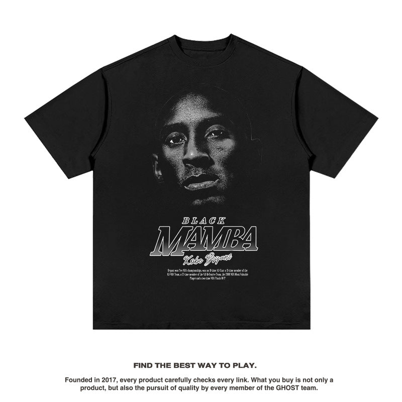Nba T Shirt Summer Commemorative Kobe Street Style Short Sleeve T-shirt Washed Men and Women High-quality pure cotton comfortable and trendy clothing