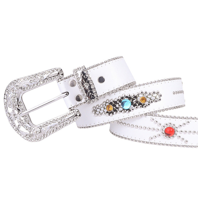 Hip-hop punk rhinestone belt colorful gemstone y2k belt
