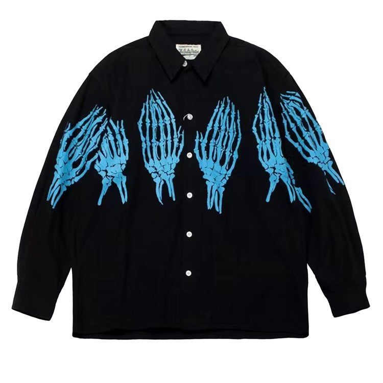 GUILTYPARTIES TIGER Long sleeved shirt, skeleton ghost hands and ghost claws, Hawaii men's and women's same long-sleeved shirt