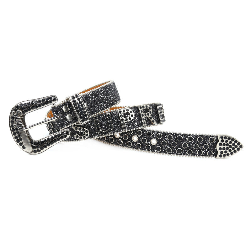 Hip-hop punk rhinestone belt lettersupreme belt