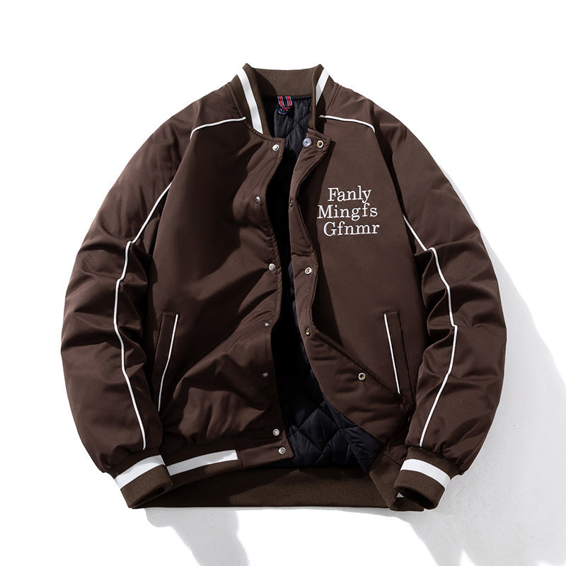 Mens Vintage Jackets Baseball Suit Embroidered Jacket Hooded Flight Suit Cotton Suit