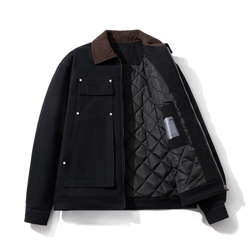 Men Vintage Jackets Vintage Tooling Jacket Women's Casual Lapel Padded Cotton