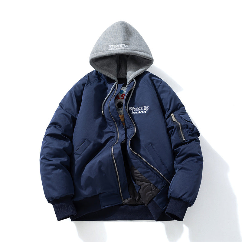 Men Vintage Jackets Jacket Embroidered Bomber Jacket Hooded Couple Baseball Uniform