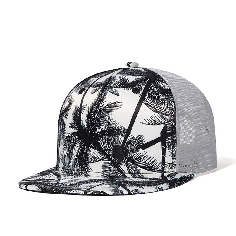 Trendy flat brimmed snapback hatssummer mesh sunshade breathable