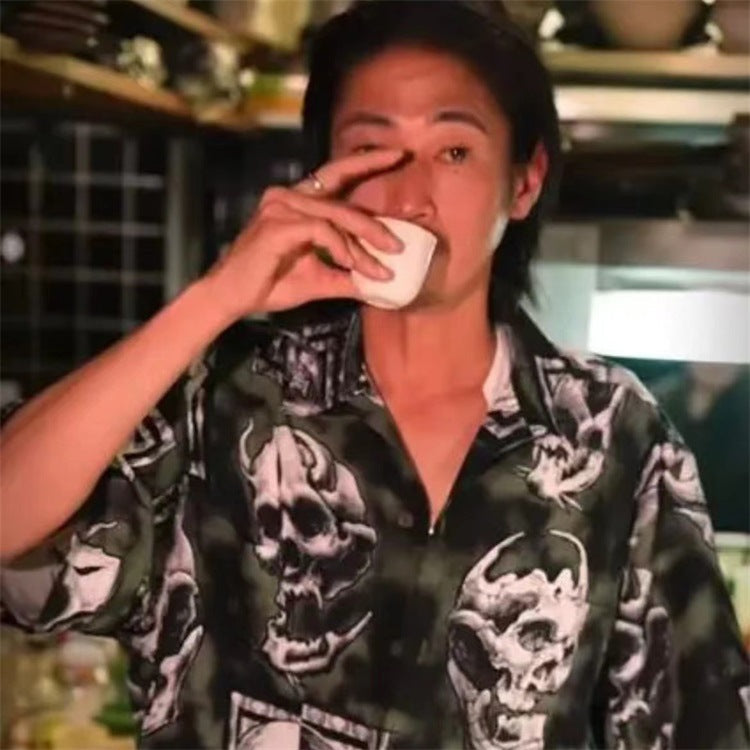 GUILTYPARTIES TIGER Shirts 56 TATTOO STUDIO Skull Ghost Hawaiian Short Sleeve Shirt