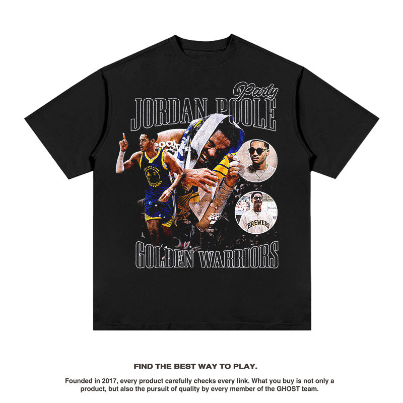 Nba T Shirt Poole Pooole Basketball Star Print Short Sleeved T-shirt Street High-quality pure cotton comfortable and trendy clothing