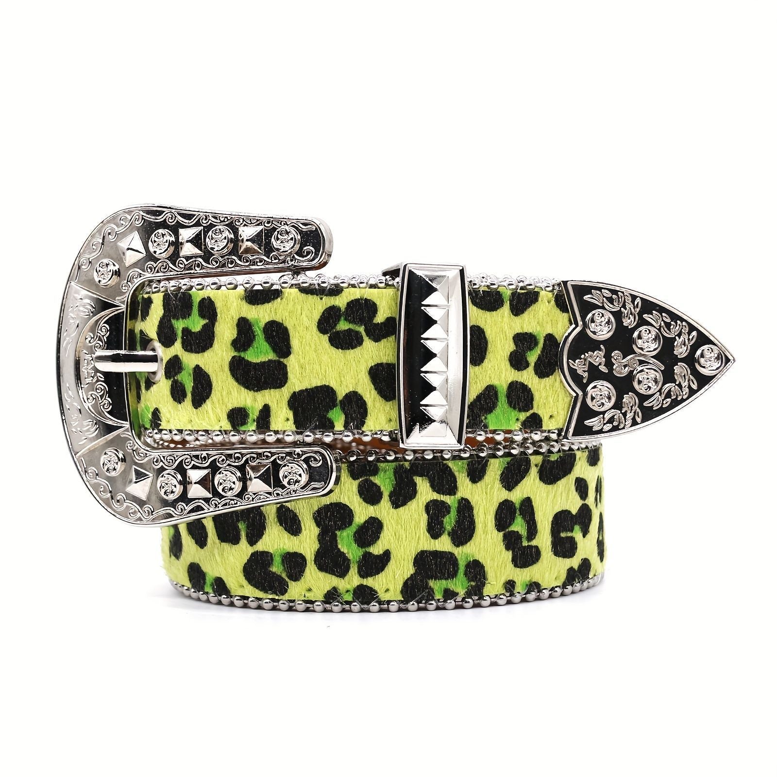 Hip-hop punk rhinestone belt leopard print