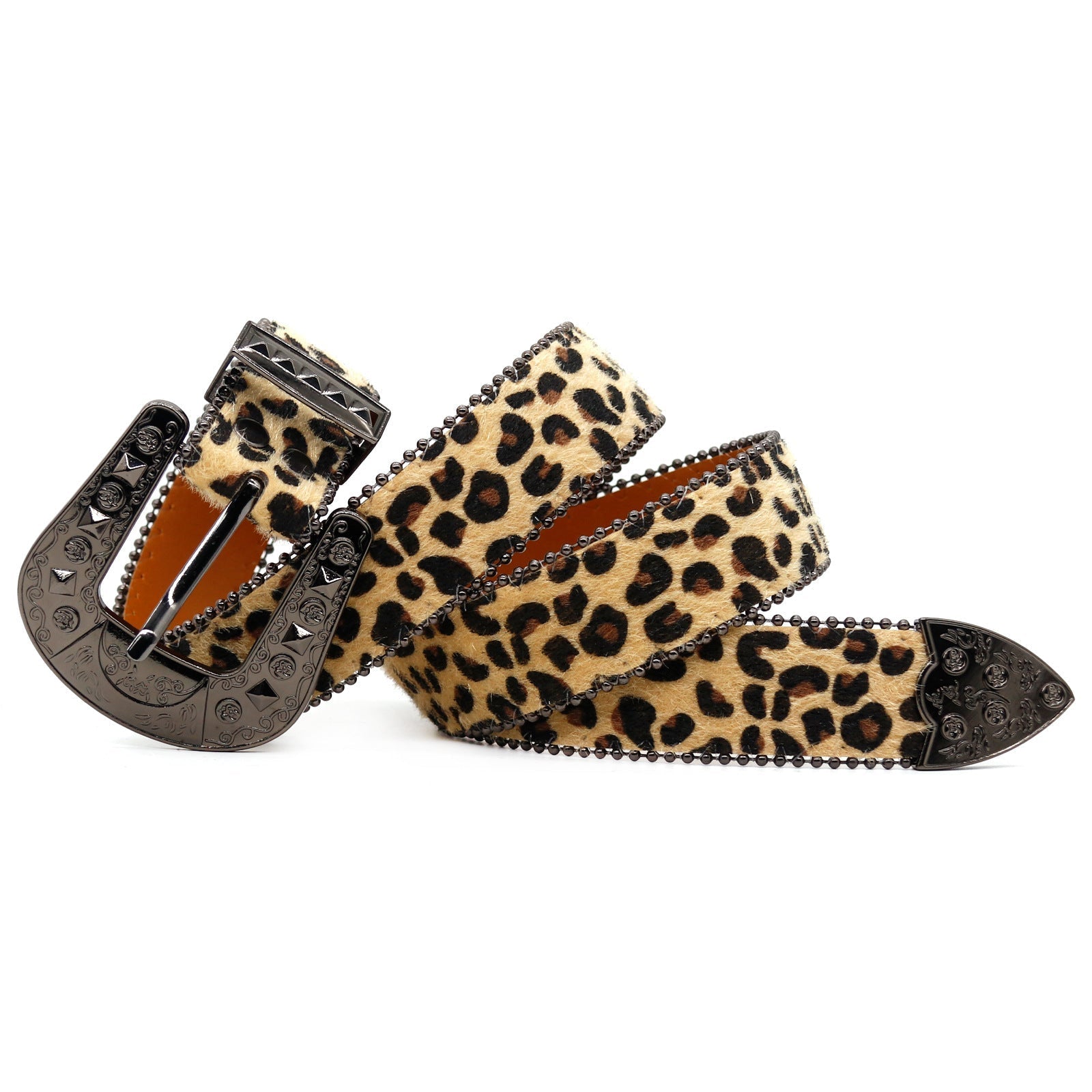 Hip-hop punk rhinestone belt leopard print
