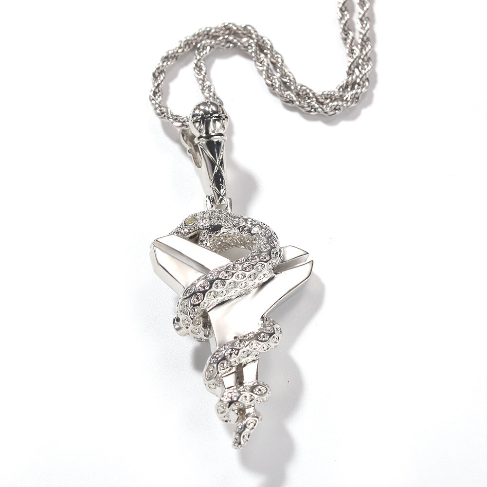 Jewelry Hip Hop Kobe Black Mamba Viper Cross Pendant Necklace Angel Pieces Animal