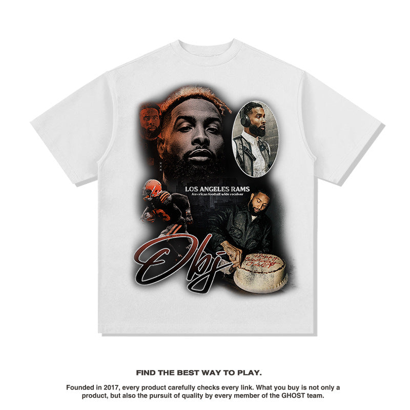 Nba T Shirt Summer Star Nfl Printing Short Sleeve T-shirt Top Washed High-quality pure cotton comfortable and trendy clothing