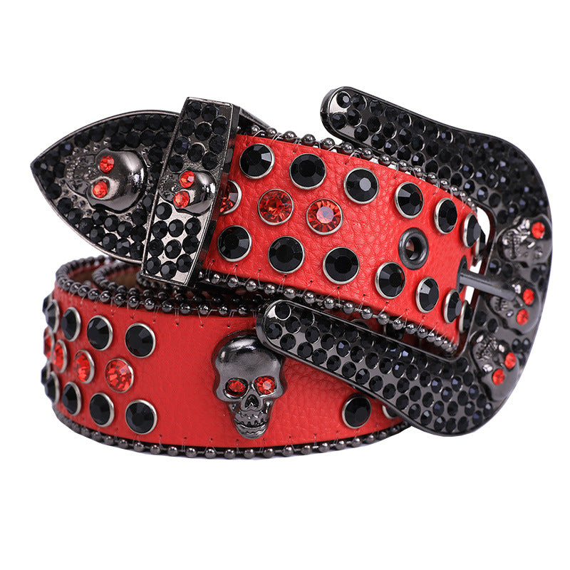 Hip-hop punk rhinestone belt skull alloy belt