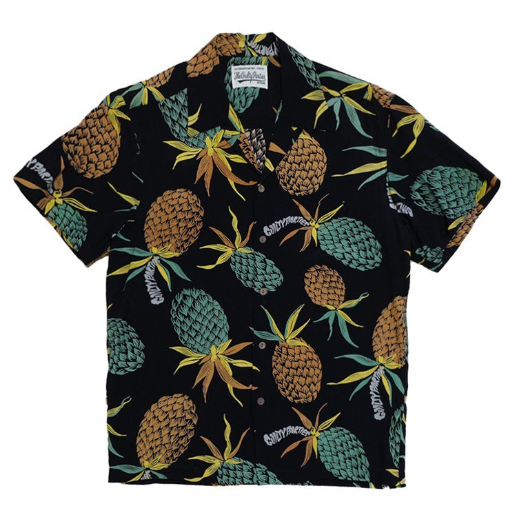 GUILTYPARTIES TIGER Shirts 18SS Heaven Tokyo, covered in pineapple skull Hawaiian short-sleeved shirt