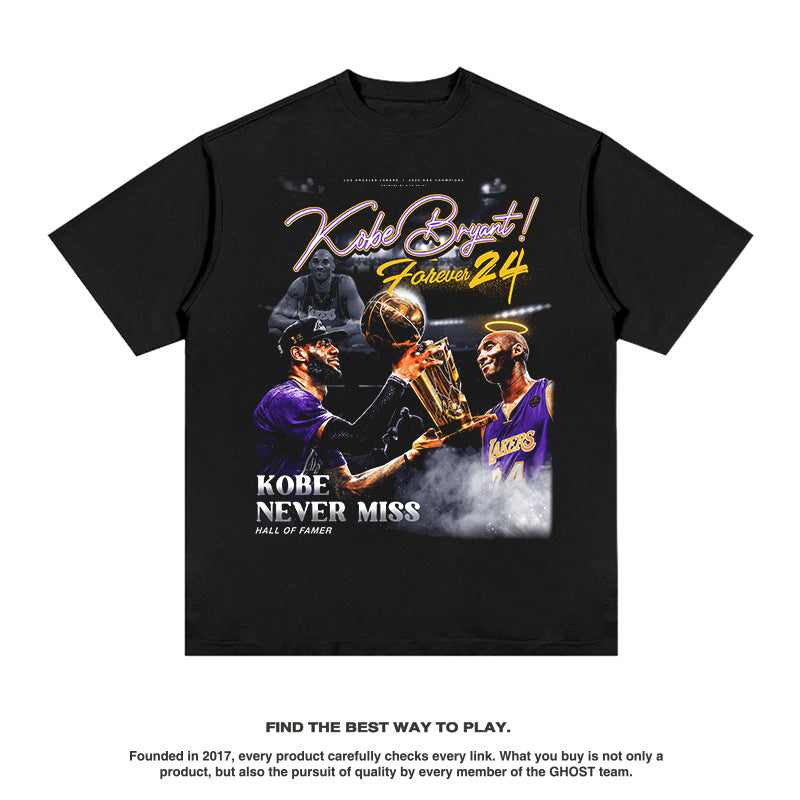 Nba T Shirt Summer Kobe James Printed Short Sleeve T-shirt American Retro High-quality pure cotton comfortable and trendy clothing