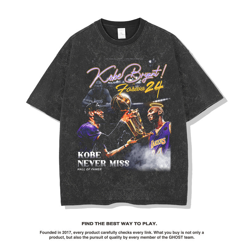 Nba T Shirt Summer Kobe James Printed Short Sleeve T-shirt American Retro High-quality pure cotton comfortable and trendy clothing