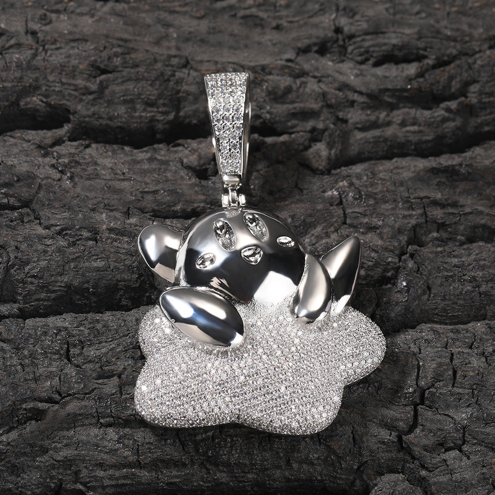 Jewelry Cartoon Diamond Silver Star Kirby Pendant Fashion Versatile Kirby St. Valentine's Spectrum Jesus Pieces