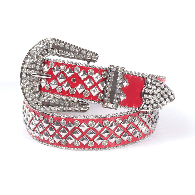 Hip-hop punk rhinestone belt square nail decoration punk style