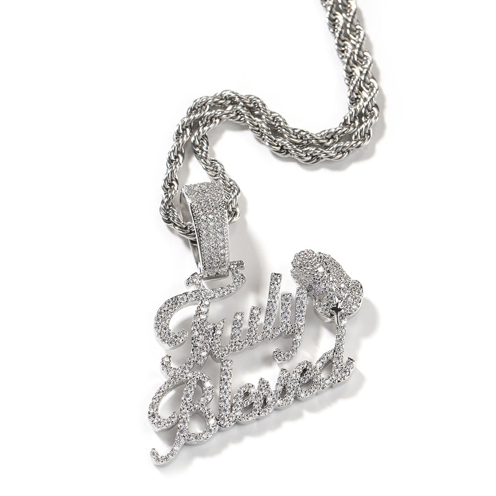 Jewelry Truly Blessed Letter Pendant with Diamonds Alphabet Pieces Spectrum