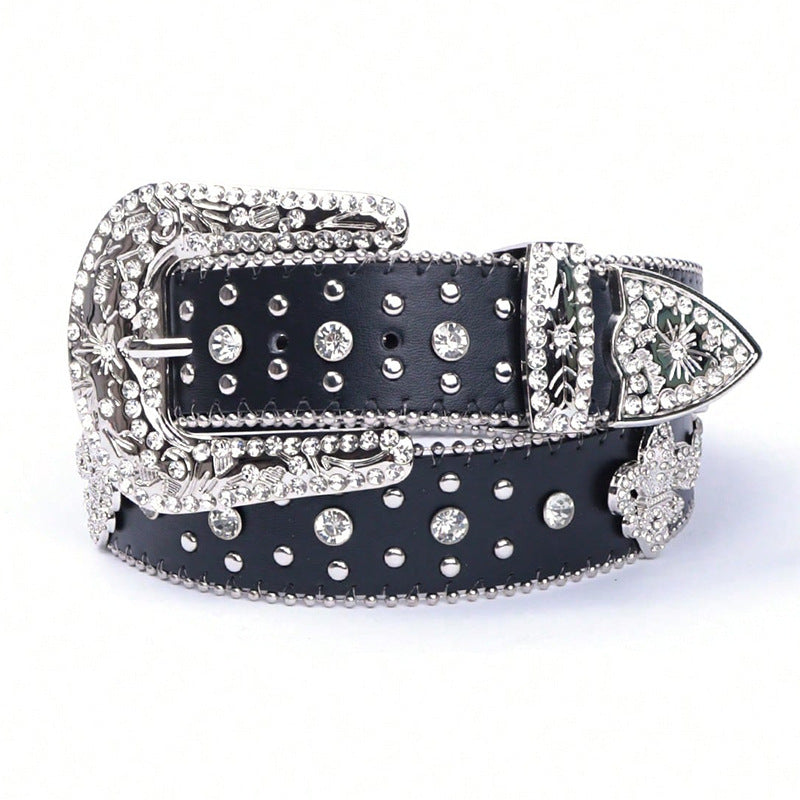Hip-hop punk rhinestone belt crown decoration