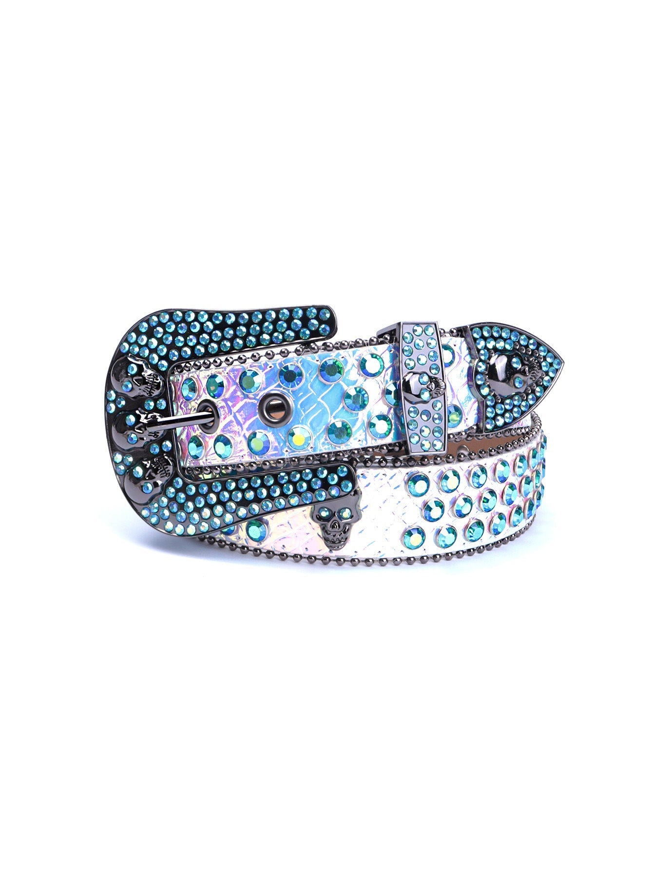 Hip-hop punk rhinestone belt punk style skull