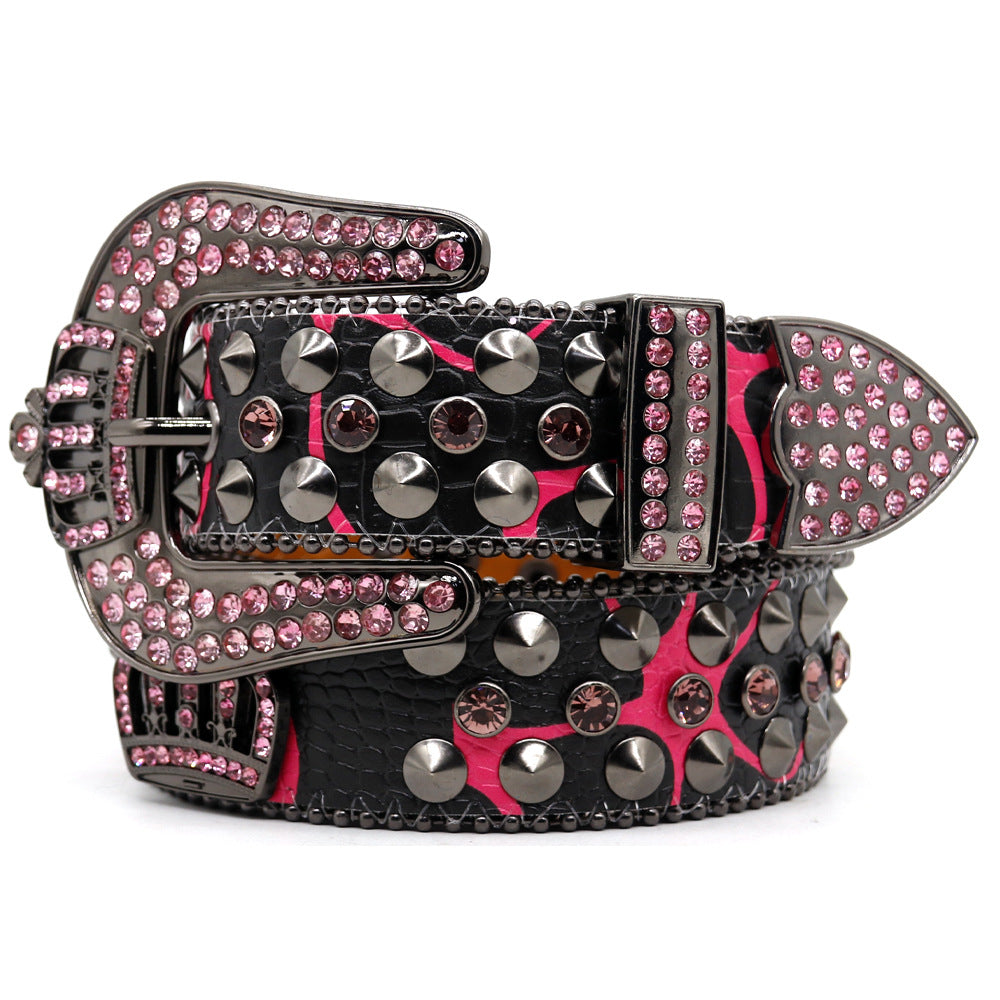 Hip-hop punk rhinestone belt dark punk style crown accessories