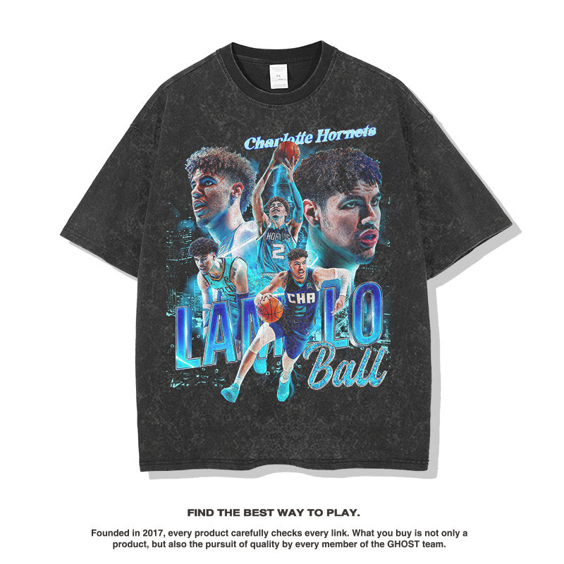 Nba T Shirt Printed Short-Sleeved T-shirt round Neck Top Fashion High-quality pure cotton comfortable and trendy clothing