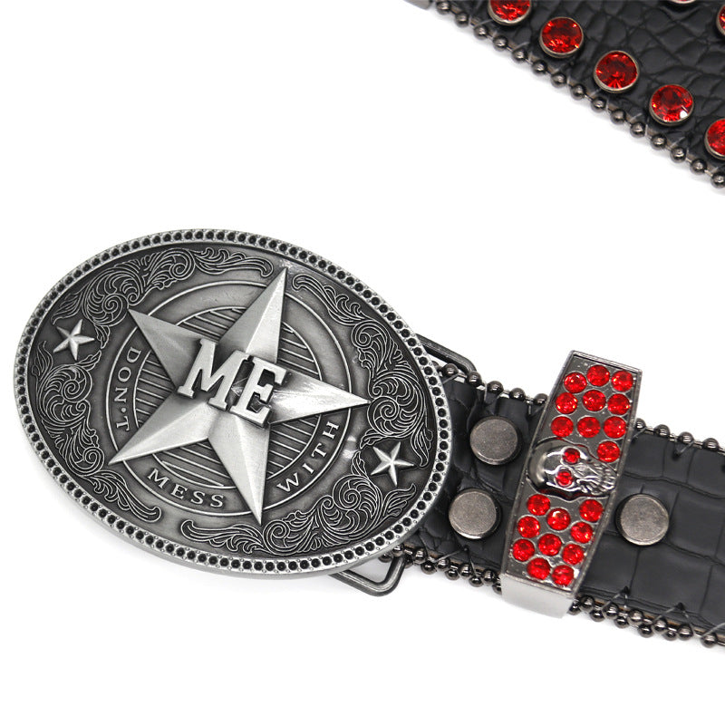 Hip-hop punk rhinestone belt dark style