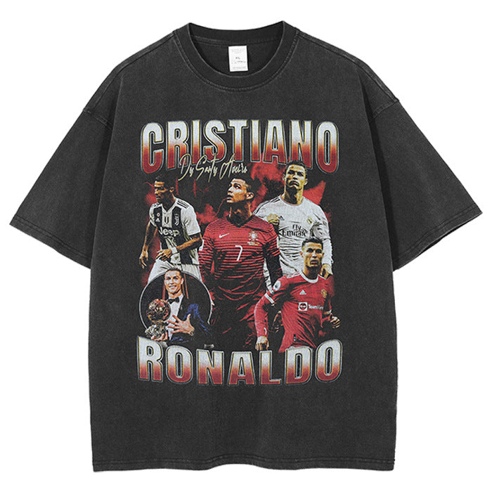 Nba T-shirt Printed Short-Sleeved T-shirt Loose Washed-out Distressed High-quality pure cotton comfortable and trendy clothing