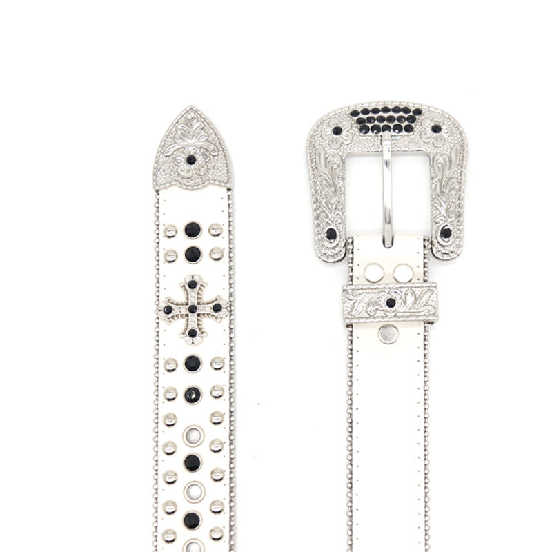 Hip-hop punk rhinestone belt punk style