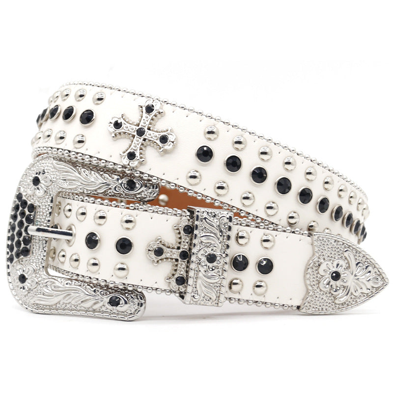 Hip-hop punk rhinestone belt punk style