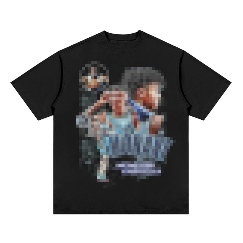 Nba T Shirt Printed Short-Sleeved T-shirt American High Street Retro Basketball Top High-quality pure cotton comfortable and trendy clothing