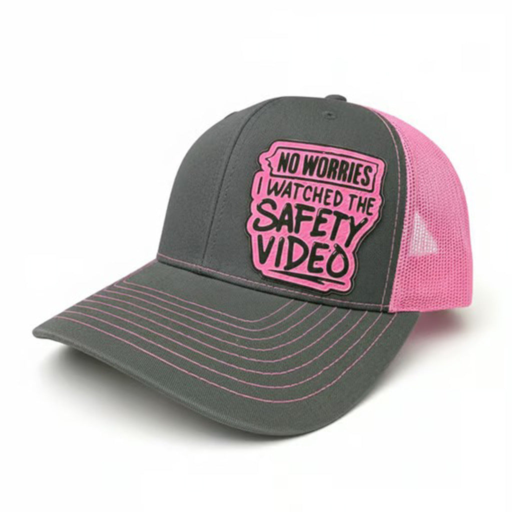 Trendy flat brimmed snapback hatsleather label mesh hat sunshade