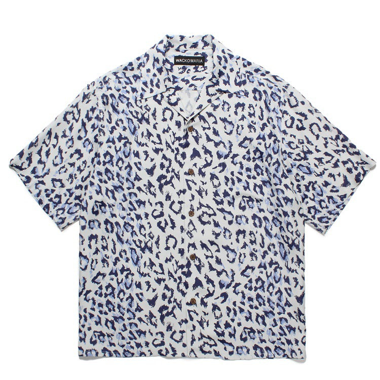 GUILTYPARTIES TIGER Shirts Leopard Rayon Hawaiian Short Sleeve Shirt Beach Vacation Shirt