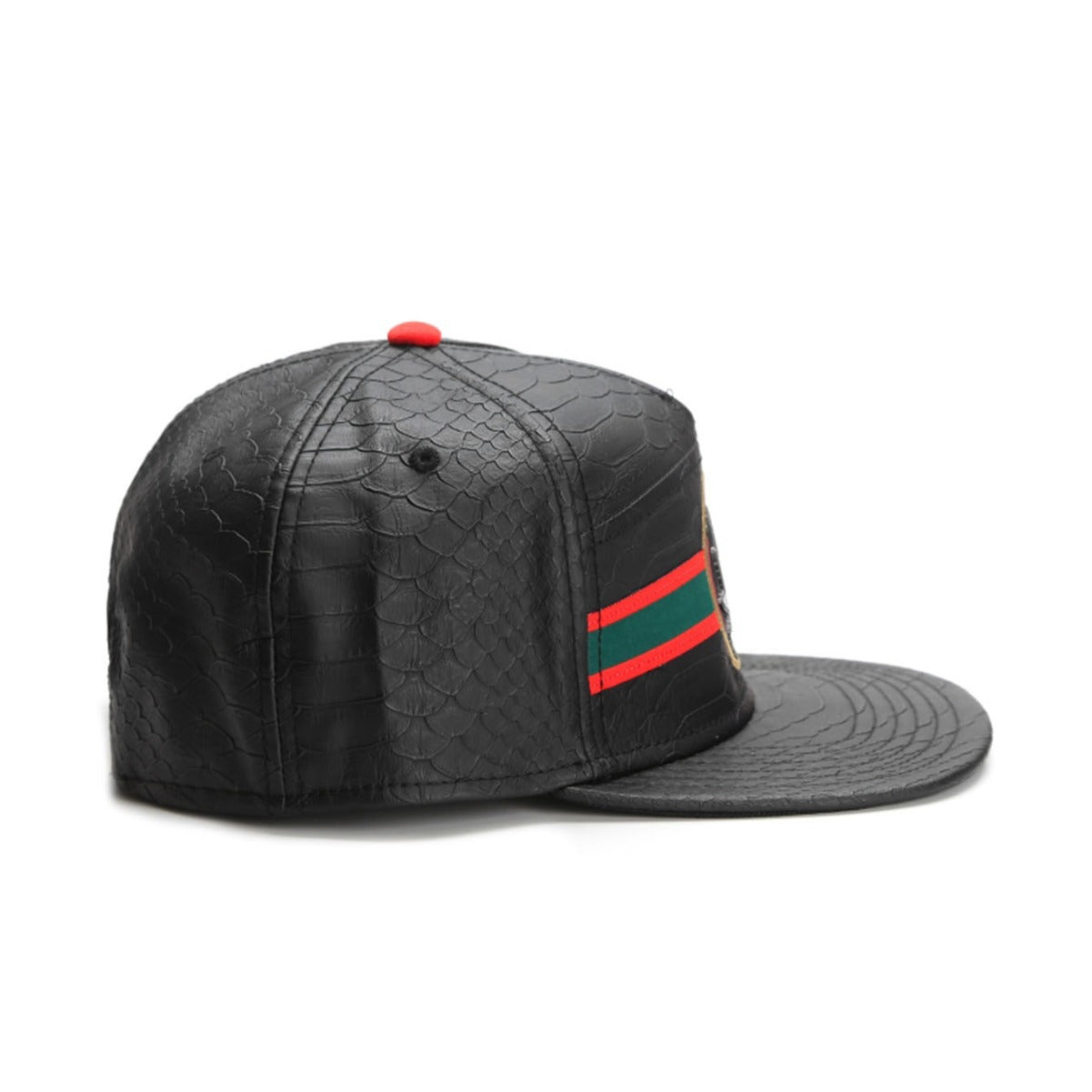 Trendy flat brimmed snapback hatsleather metal logo adjustable