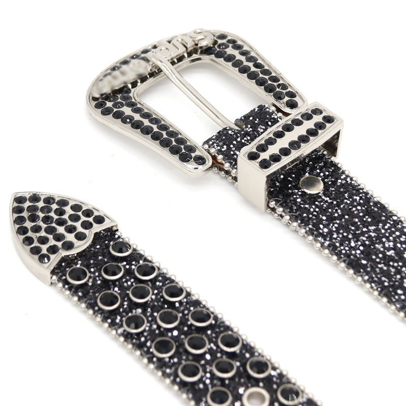 Hip-hop punk rhinestone belt lettersupreme belt