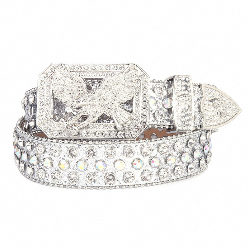 Hip-hop punk rhinestone belt eagle plate buckle