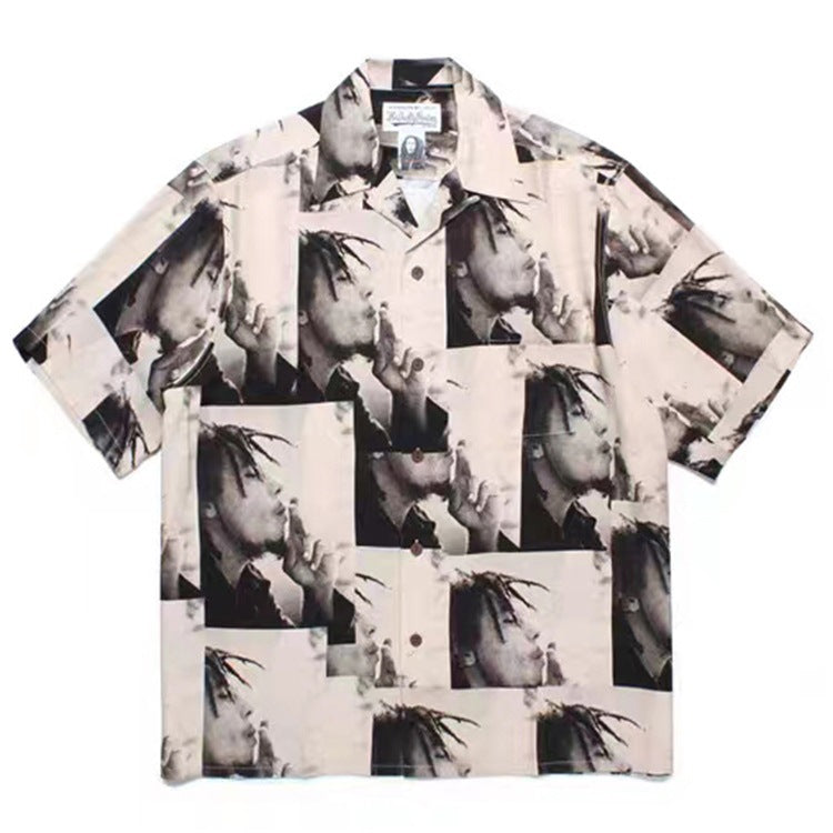 GUILTYPARTIES TIGER Shirts 22ss Joint Bob Marley Hawaiian Casual Print Short Sleeve Shirt Men