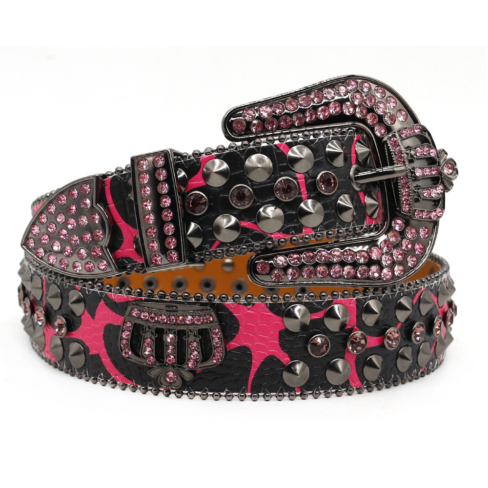 Hip-hop punk rhinestone belt dark punk style crown accessories