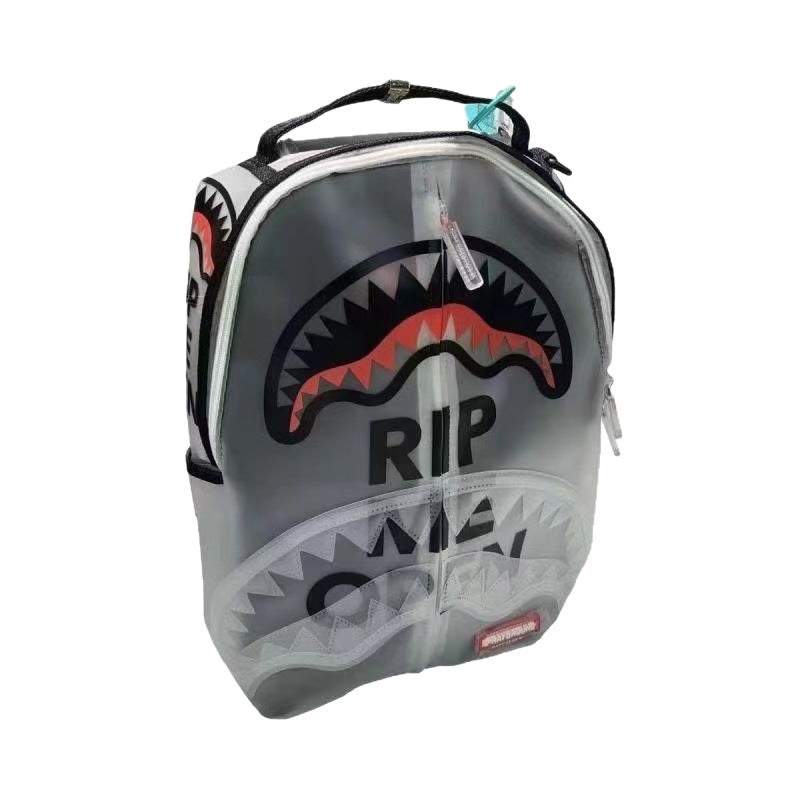 RIP ME OPEN Bag Shark teeth spoof Shark Sport Backpack Student Transparent Volume Leisure Travel