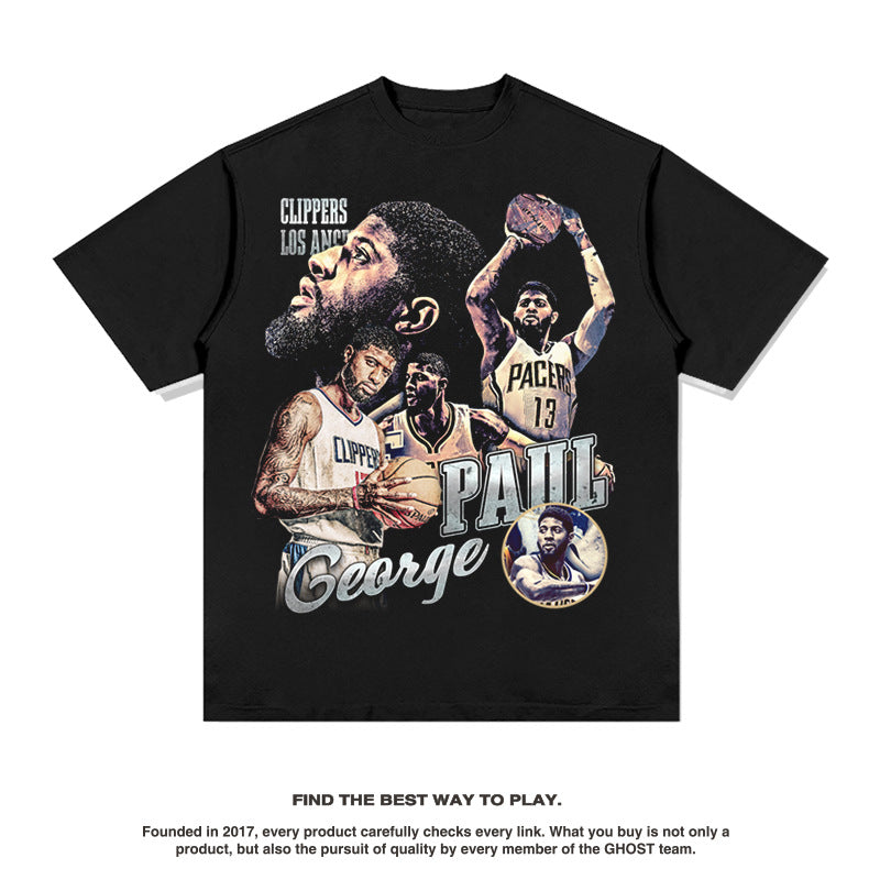Nba T Shirt Printed Pattern Short Sleeve T-shirt Street Basketball High-quality pure cotton comfortable and trendy clothing