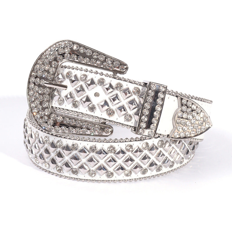 Hip-hop punk rhinestone belt square nail decoration punk style