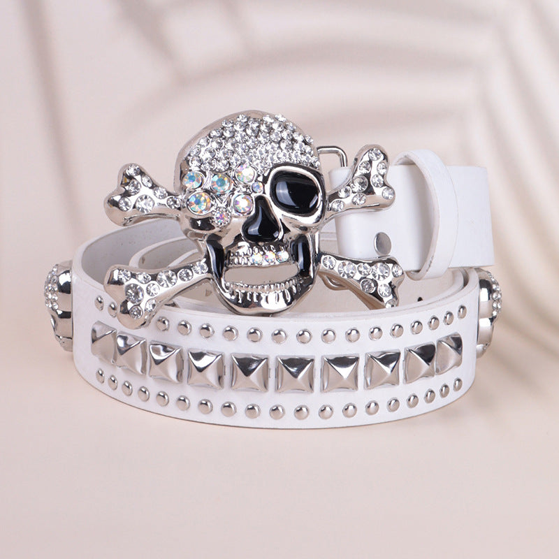 Hip-hop punk rhinestone belt skull punk style dark style