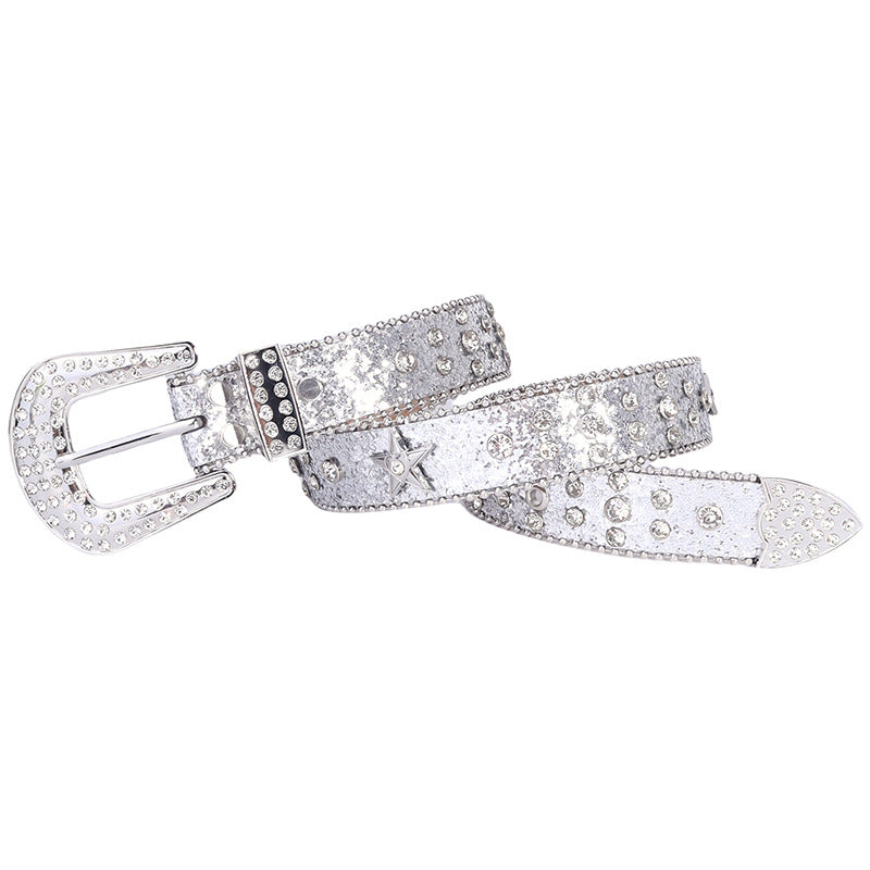 Hip-hop punk rhinestone belt kidsy2k five-pointed star decoration