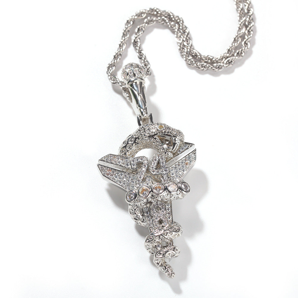 Jewelry Hip Hop Kobe Black Mamba Viper Cross Pendant Necklace Angel Pieces Animal