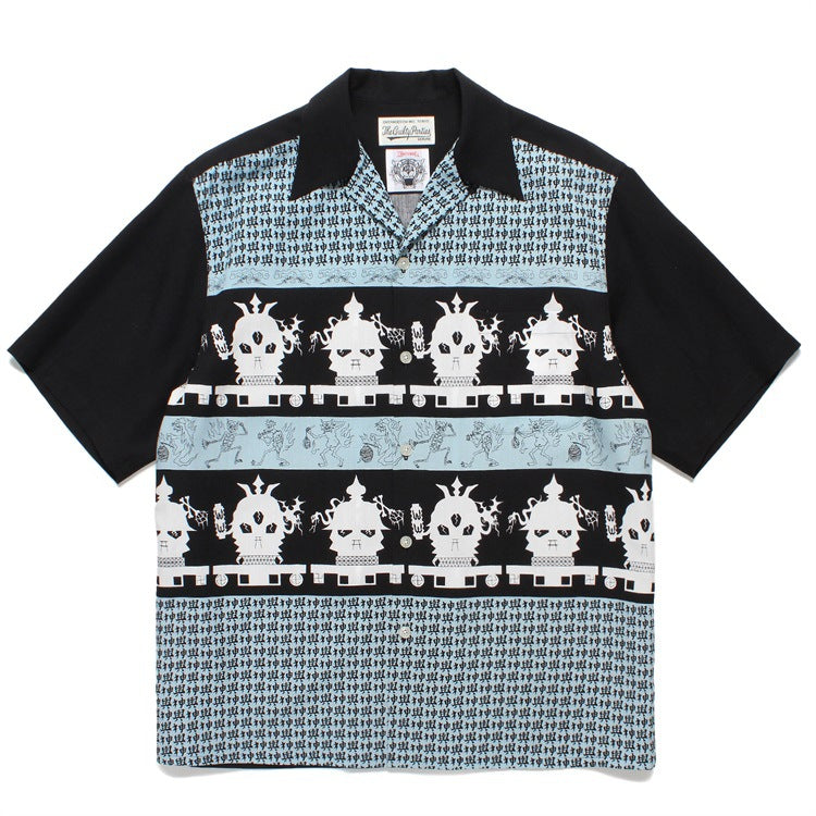 GUILTYPARTIES TIGER Shirts 24ss Shenxing checkered rayon, Hawaiian casual short-sleeved shirt men