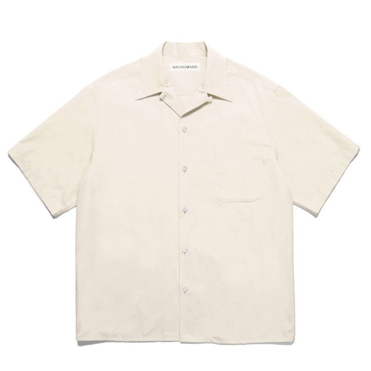 GUILTYPARTIES TIGER Shirts Solid Plain Casual Hawaiian Short Sleeve Rayon Shirt Men